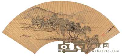 唐寅  柳堤春水 扇面 15×42.5cm